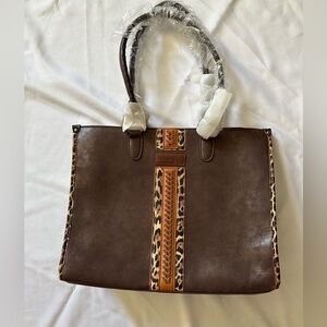Wrangler Brown Tote with Leopard Accents